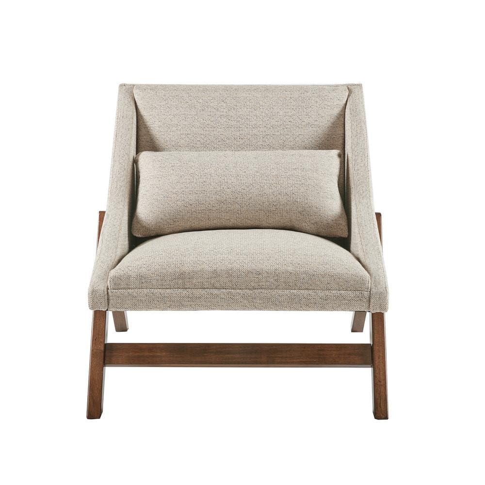 Boomerang Brown Rubber Wood Accent Chair with Mustard Fabric