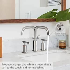 8 in. Widespread Double-Handles Bathroom Faucet Combo Kit Pop-Up Drain Assembly in Brushed Nickel