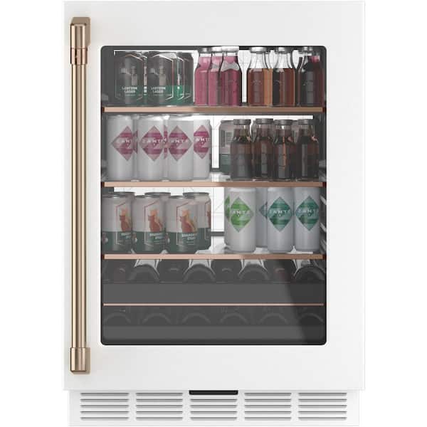 24 in. Smart 14-Bottle Wine and 126-Can Beverage Cooler with Smart Technology in Matte White, Reversible Doors