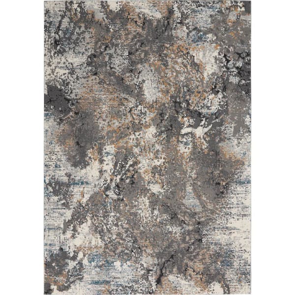 Tangra Grey/Multi 4 ft. x 6 ft. Abstract Geometric Contemporary Area Rug