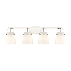 Pilaster II Bell 36.5 in. 4-Light Polished Nickel Vanity Light with Glass Shade