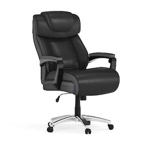 Hercules Big and Tall Faux Leather Swivel Ergonomic Executive Chair in Black with Arms