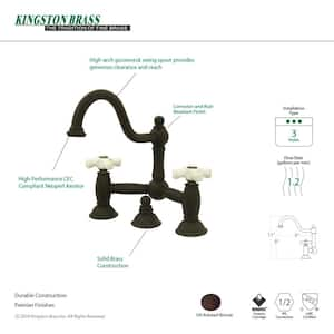 Restoration Bridge 8-in. Widespread 2-Handle Bathroom Faucet in Oil Rubbed Bronze