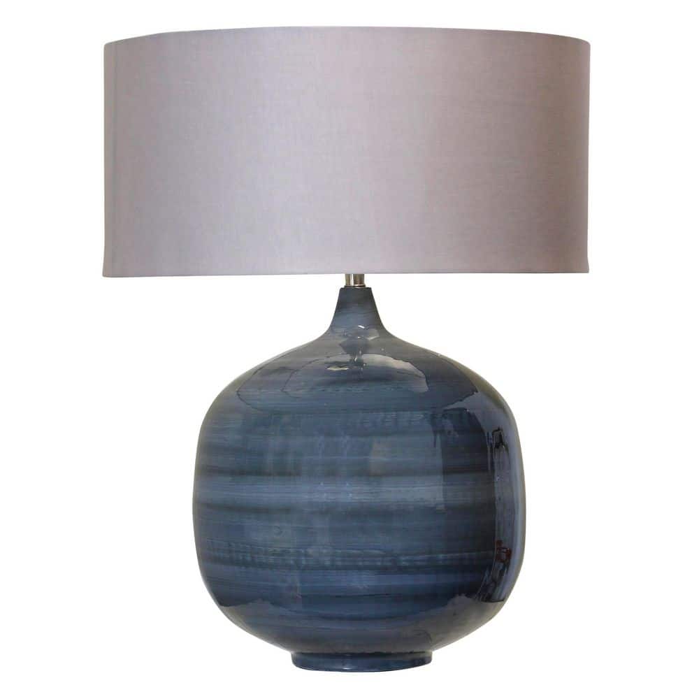 27 in. Blue Transitional No Design Bedside Table Lamp for Bedroom with Gray Linen Shade price history on PriceWatchPro