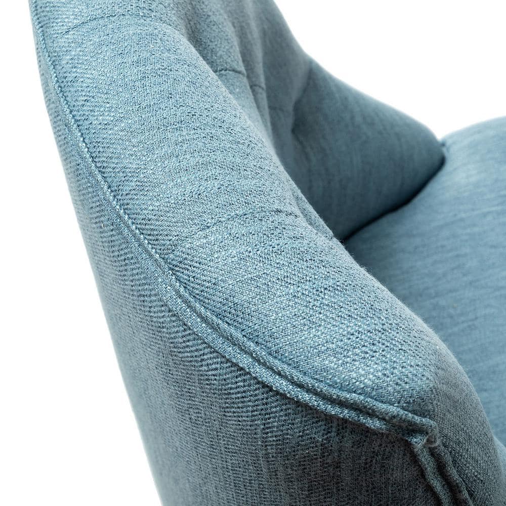 ErgoSwivel Blue Fabric Armless Task Chair with Metal Base