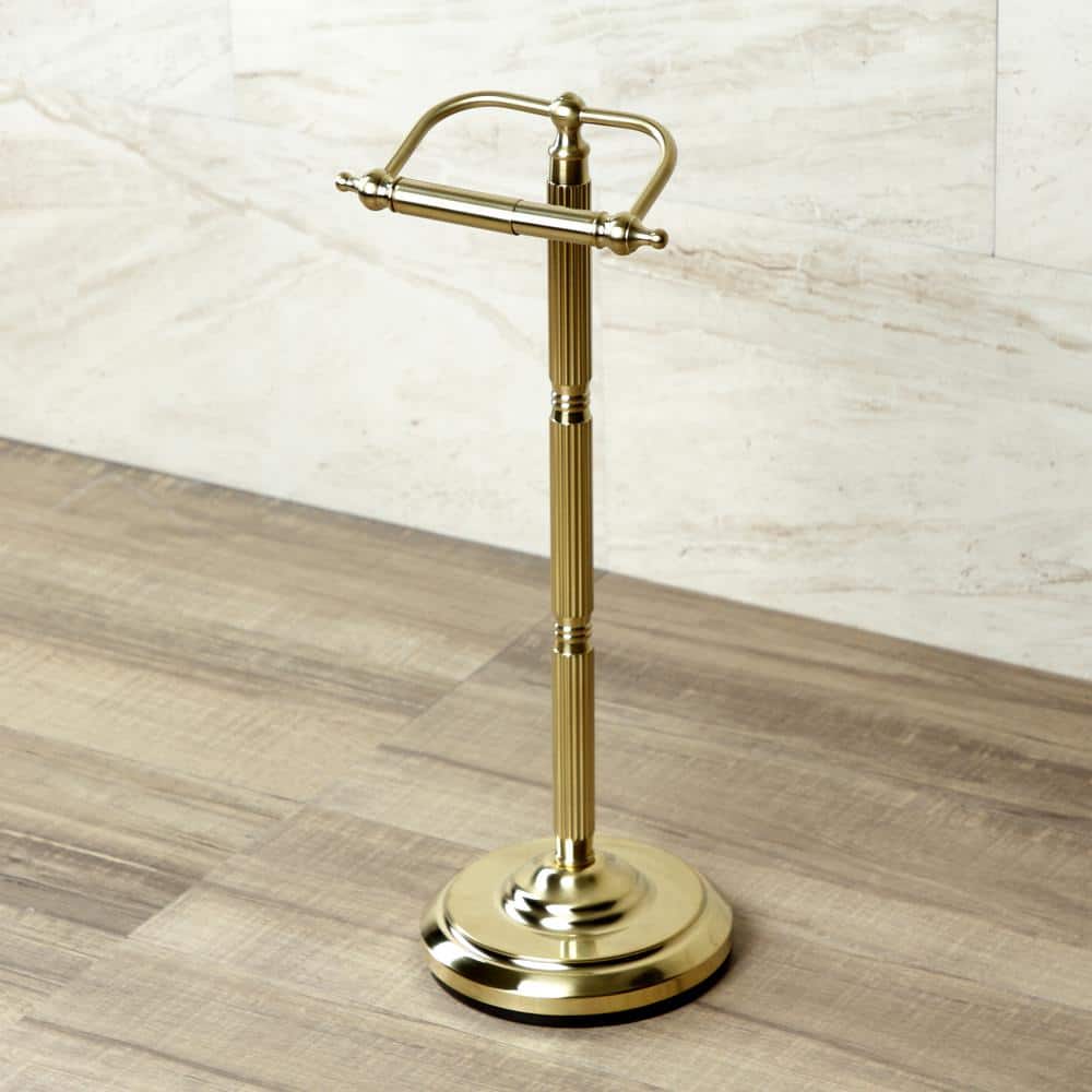 Georgian Brushed Brass Freestanding Toilet Paper Holder