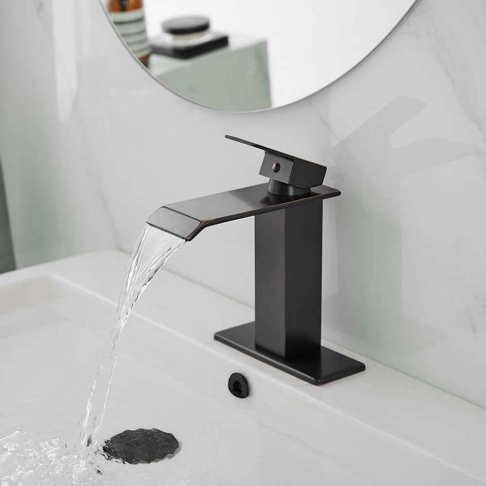 Oil Rubbed Bronze Modern Waterfall Single Hole Bathroom Faucet