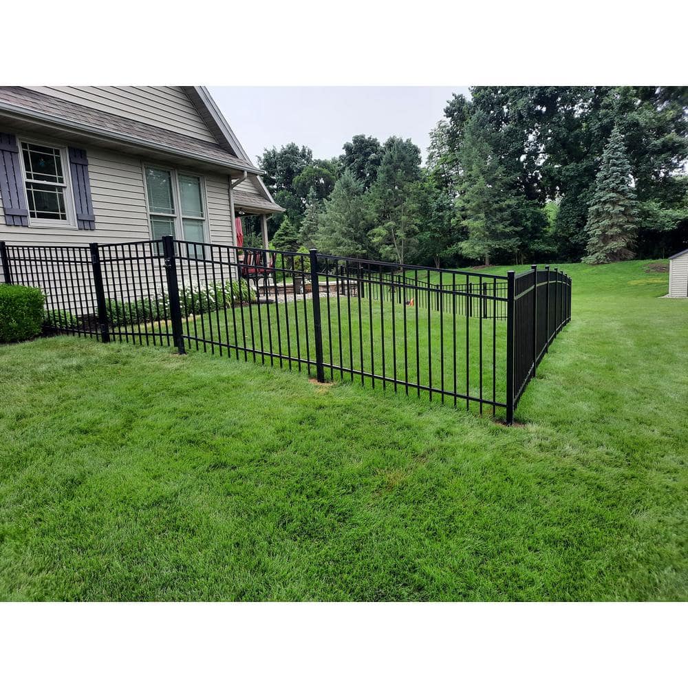 Black Aluminum Flat Top Ornamental Fence Panel 4' x 6'