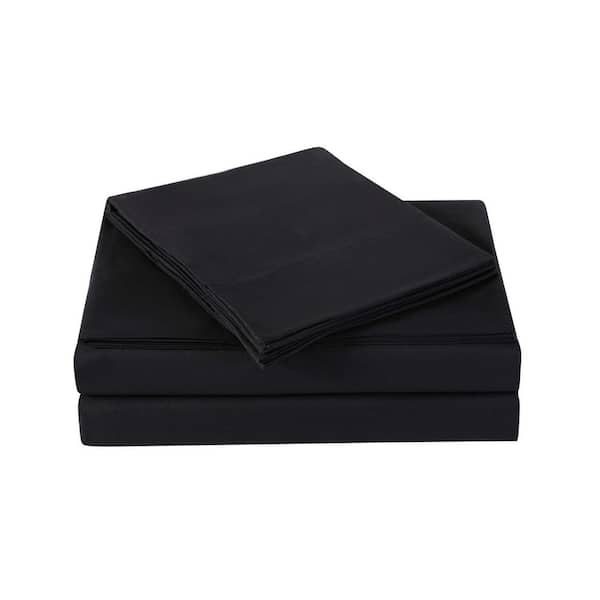 Truly Soft Black 4-Piece Solid 180 Thread Count Microfiber King Sheet Set