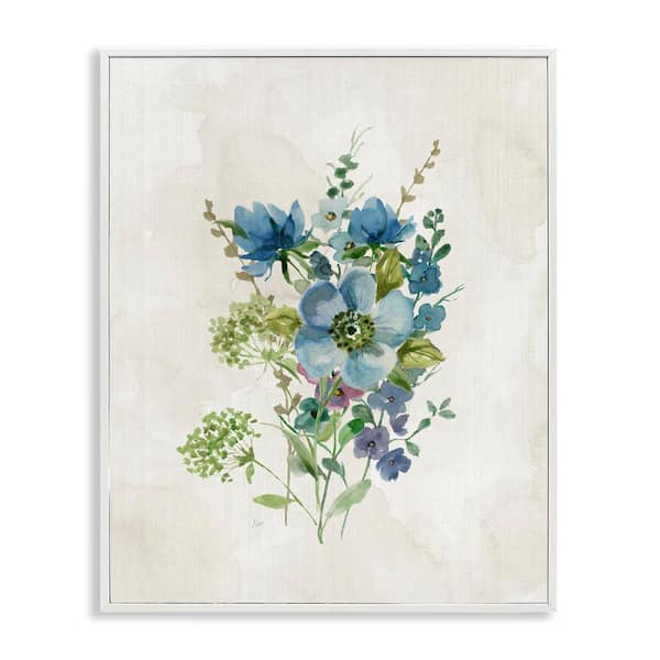 Stupell Industries Blue Wildflower Cluster by Nan White Framed Nature Giclee Art Print 30 in. x 24 in.