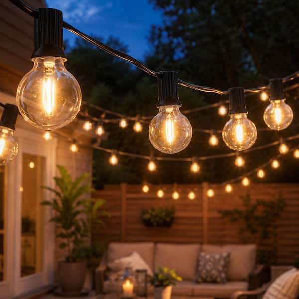25 Bulbs 50ft Outdoor Plug-In G40 LED Bistro String Light