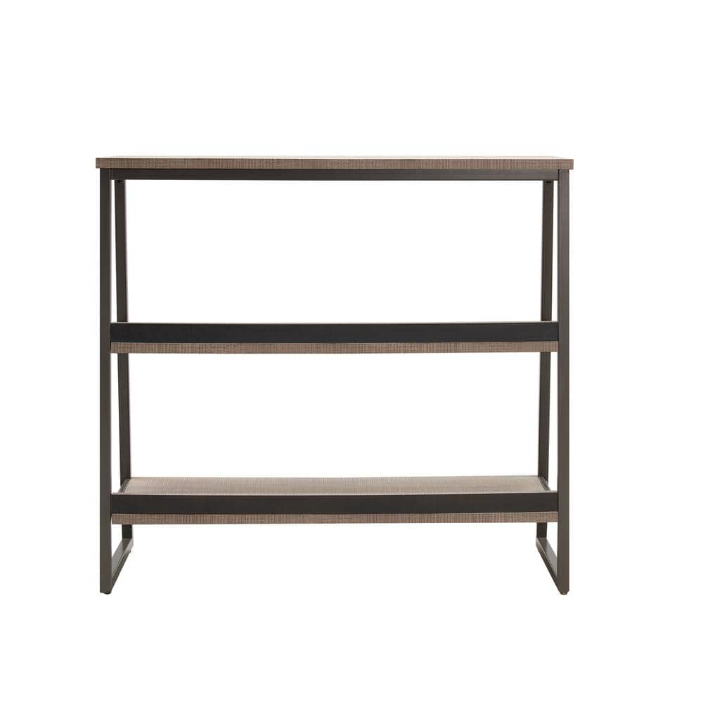Gunmetal Gray and Rustic Oak Stepped Tier Bookshelf