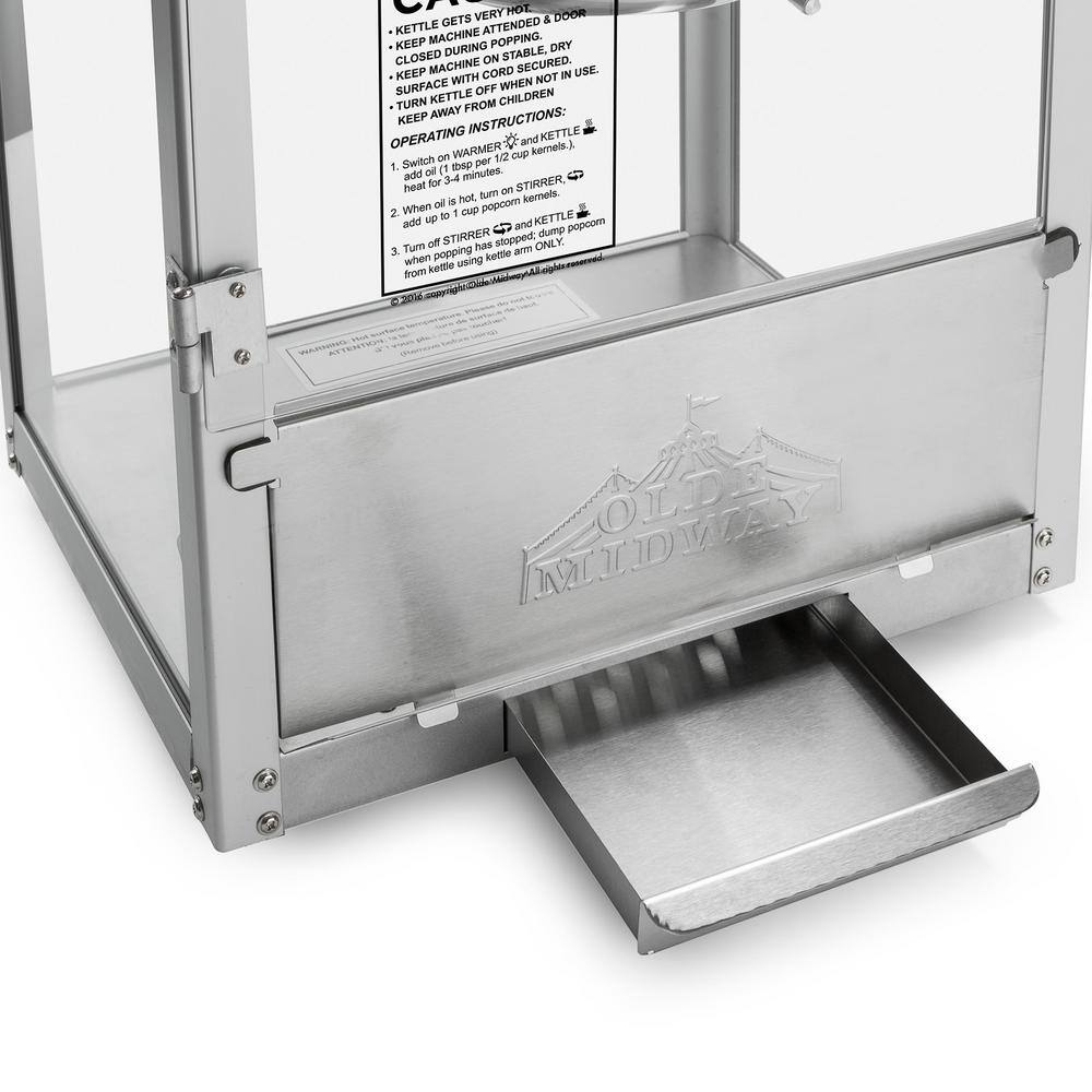 Old-Fashioned Black Steel Tabletop Popcorn Machine with Cart
