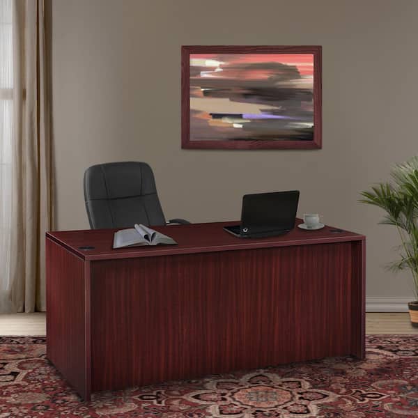 Legacy 66 in x 30 in. Mahogany Office Desk with Double Pedestal Drawer Unit