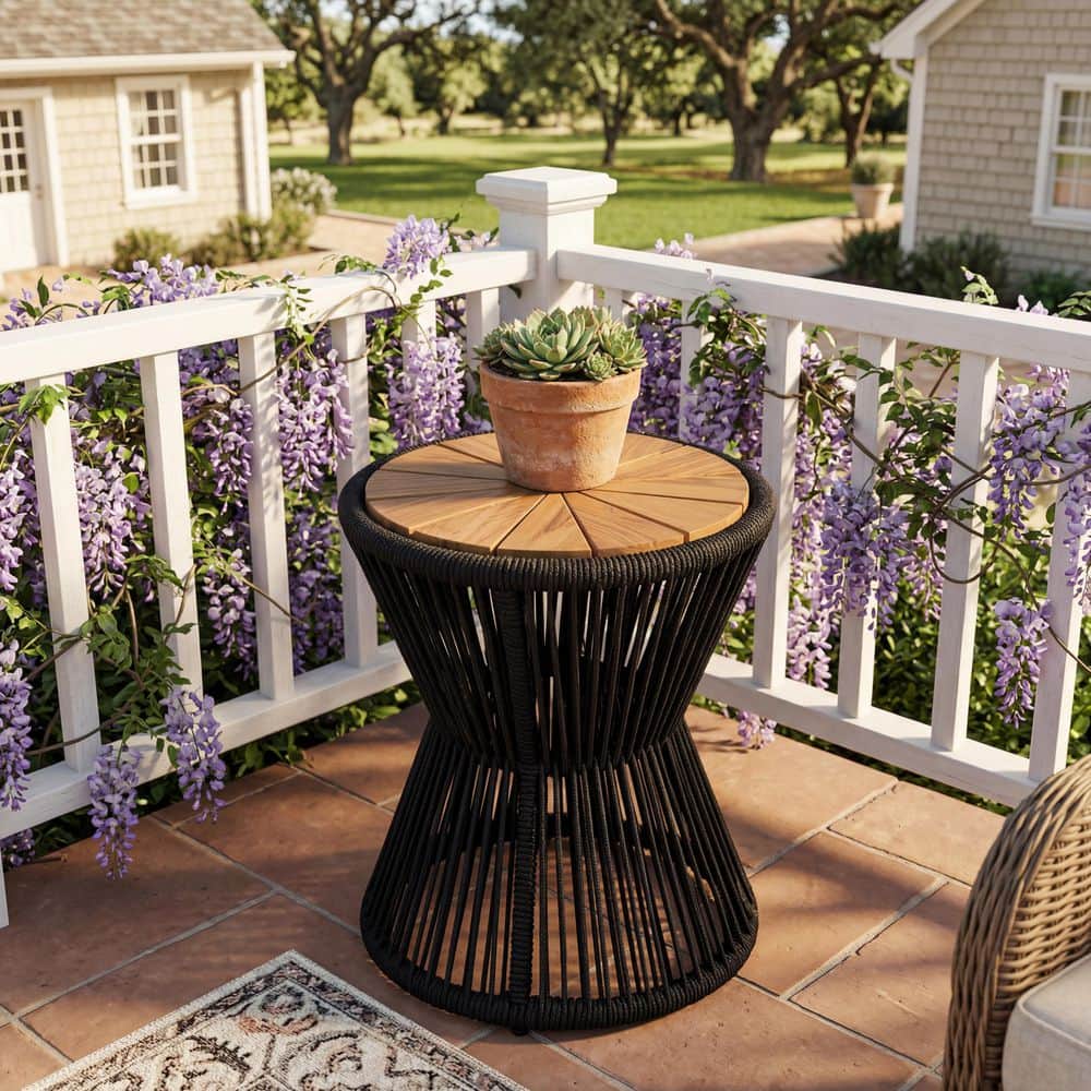 CHRISTOPHER KNIGHT HOME Nara Black Outdoor Side Table Acacia Wood