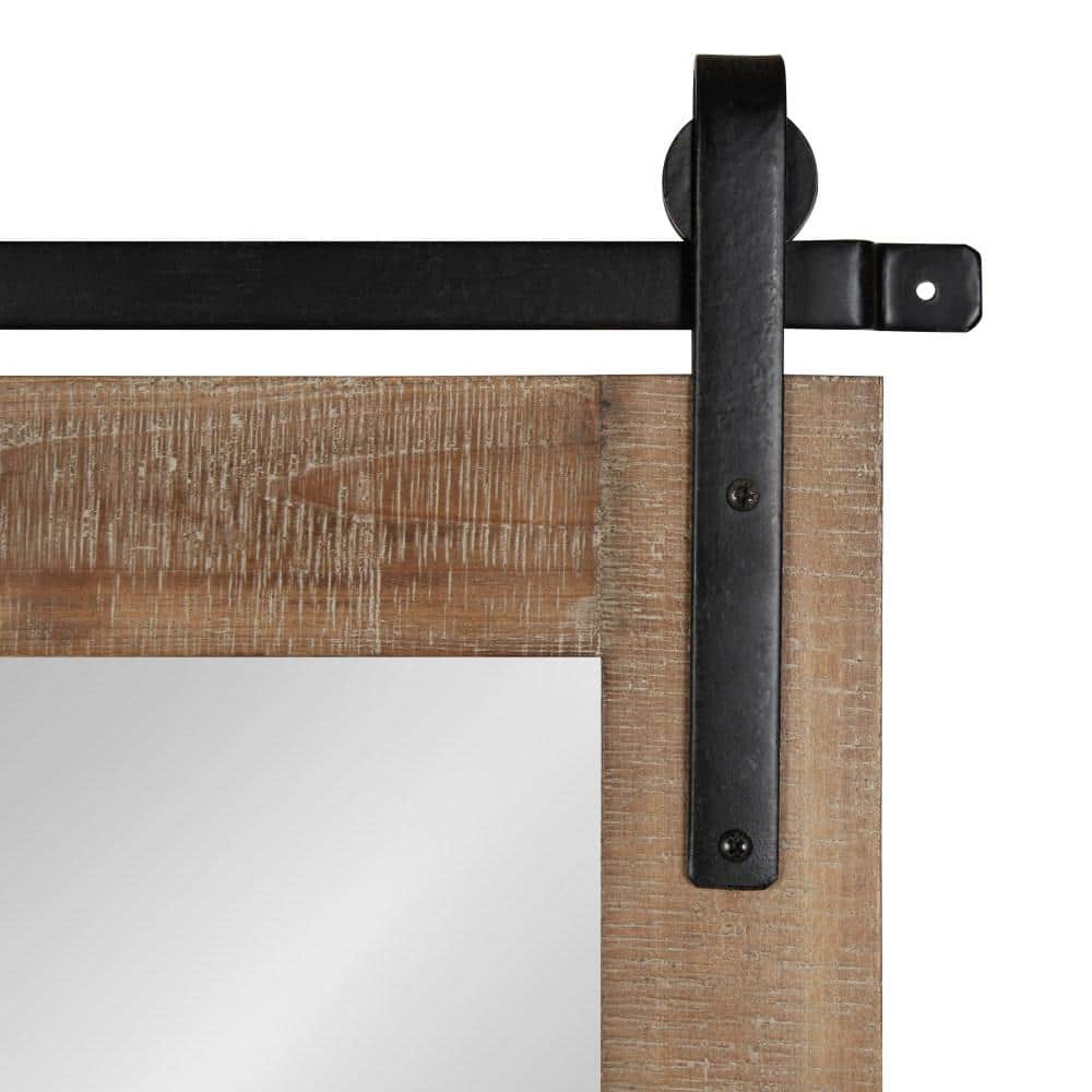 Rustic Brown Wood Barn Door Wall Mirror