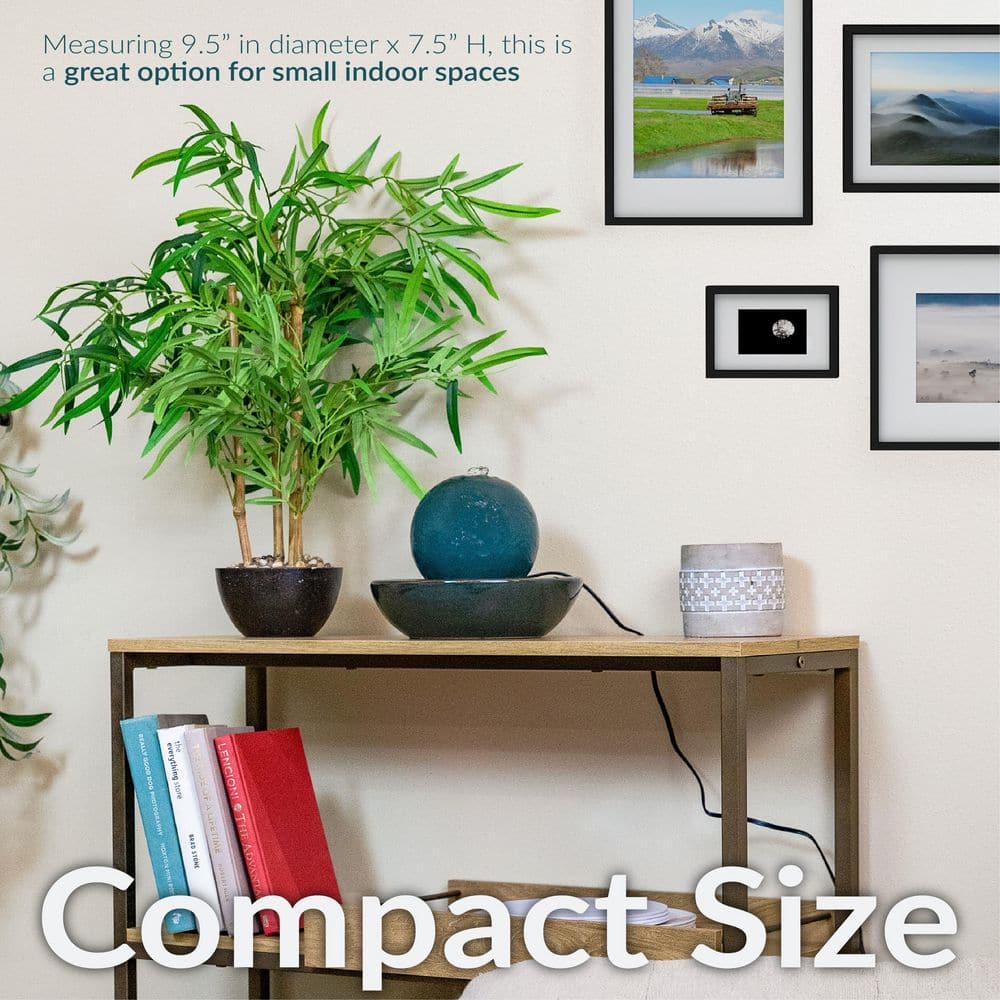 Green Ceramic Orb Tabletop Water Fountain with Smooth Glaze