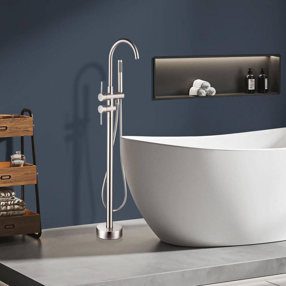 45 5/8-in 2-Handle Residentail Freestanding Tub Faucet with Hand Shower in Brushed Nickel price history on PriceWatchPro