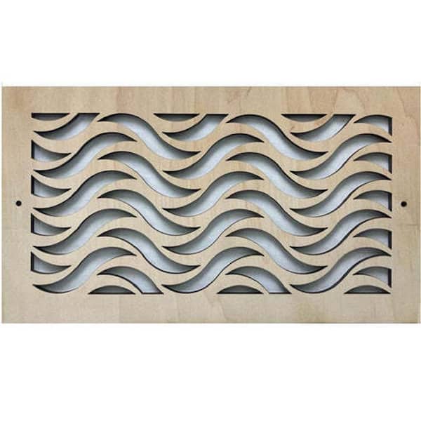 Waves Wood Air Register (8 in. x 30 in.) - Screw-In Wall and Ceiling Vent Cover-Decorative Wooden HVAC Grill