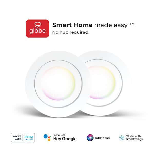 Smart Integrated LED 4 in Round RGB + Tuneable White Canless Recessed Light for Kitchen Bathroom Livingroom, White