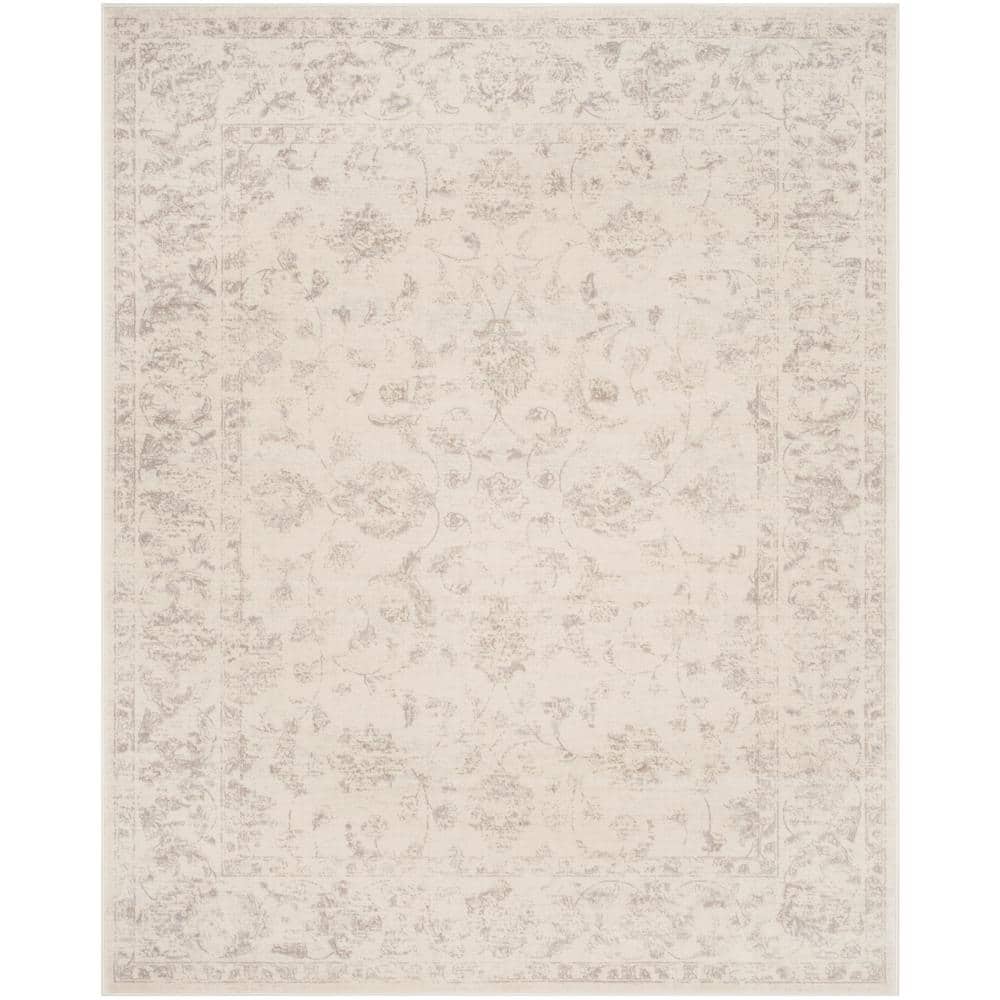 SAFAVIEH Carnegie Cream/Light Gray 8 ft. x 10 ft. Distressed Border