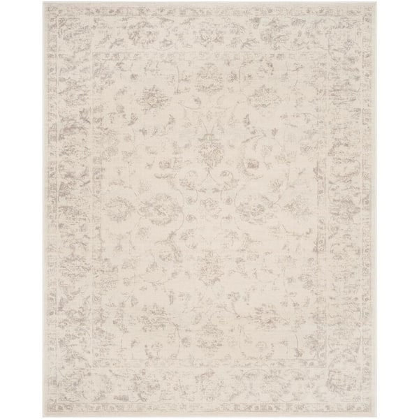 SAFAVIEH Carnegie Cream/Light Gray 8 ft. x 10 ft. Distressed Border ...