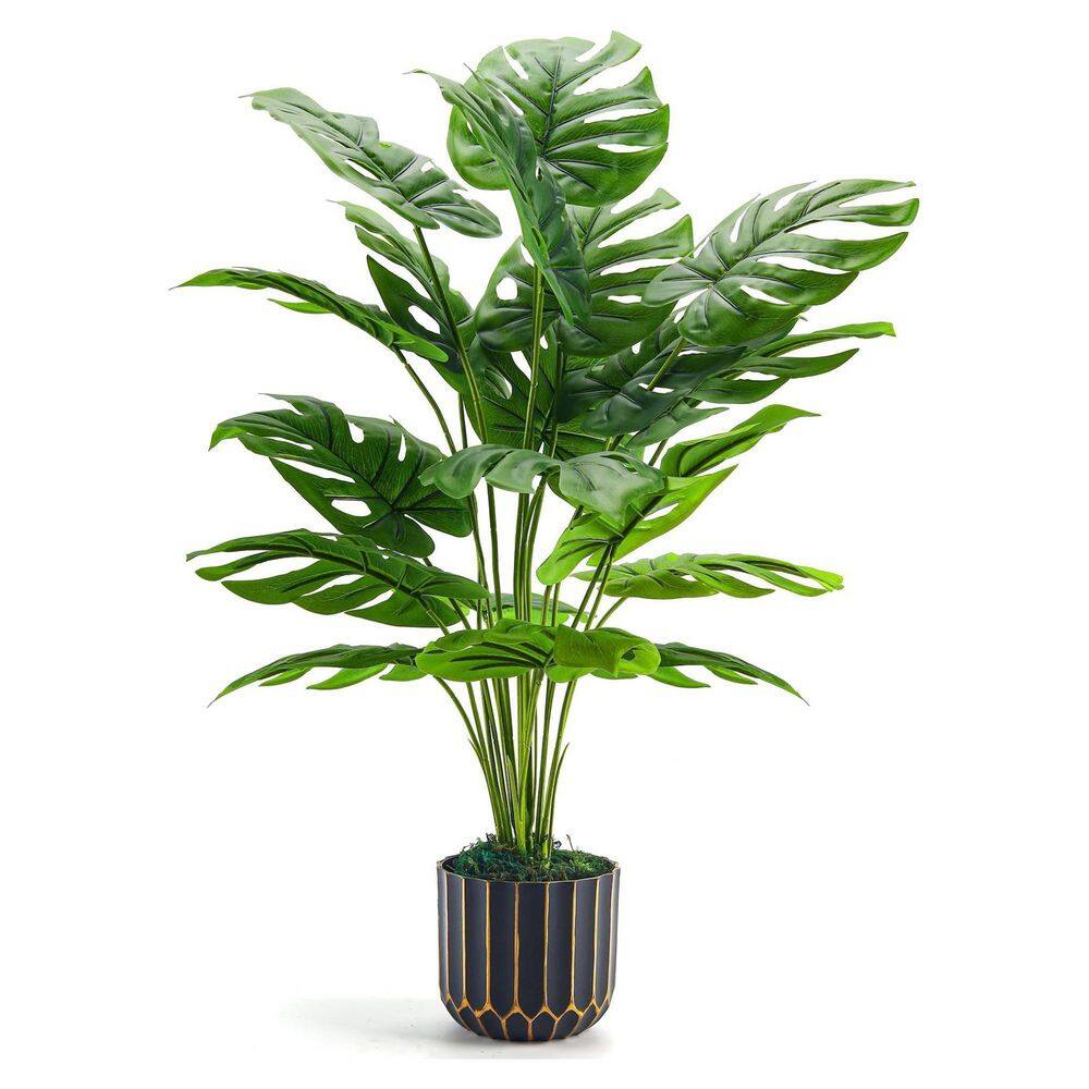 2.3 ft. Artificial Monstera Tree in Black and Gold Pot Faux Indoor Plant Realistic Decorative for Home Office price history on PriceWatchPro
