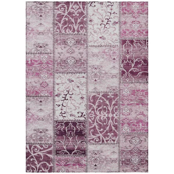 Mountbatten Pink 10 ft. x 14 ft. Woven Plaid Rectangle Indoor/Outdoor Area Rug