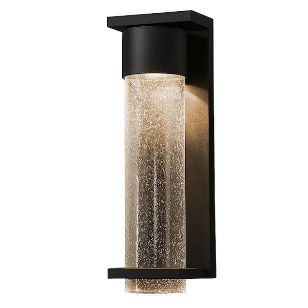 Vasari 17 in. Black Outdoor Hardwired Cylinder Sconce with Integrated LED