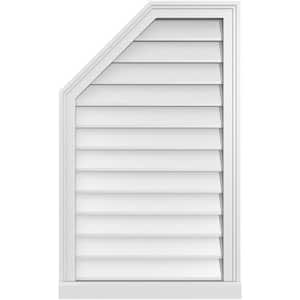 22 in. x 36 in. Octagonal Surface Mount PVC Gable Vent: Decorative with Brickmould Sill Frame
