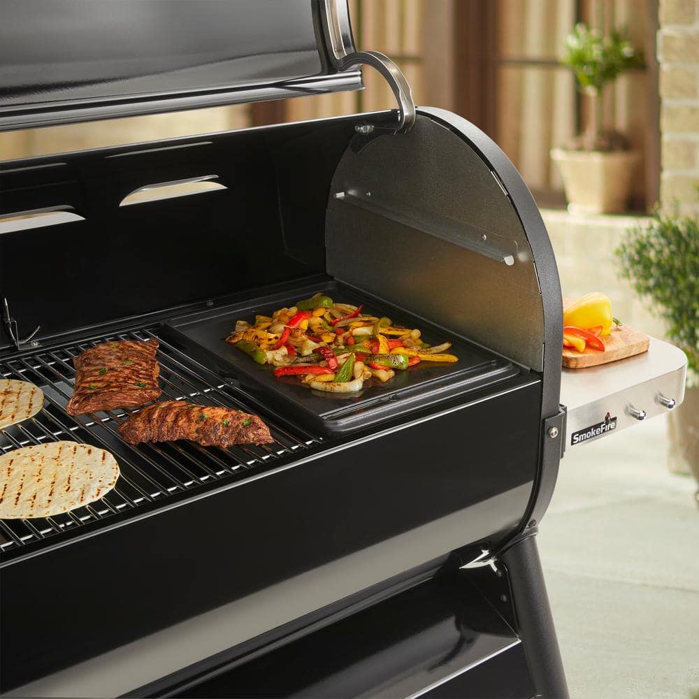 Large Black Porcelain-Enameled Cast Iron Grill Griddle