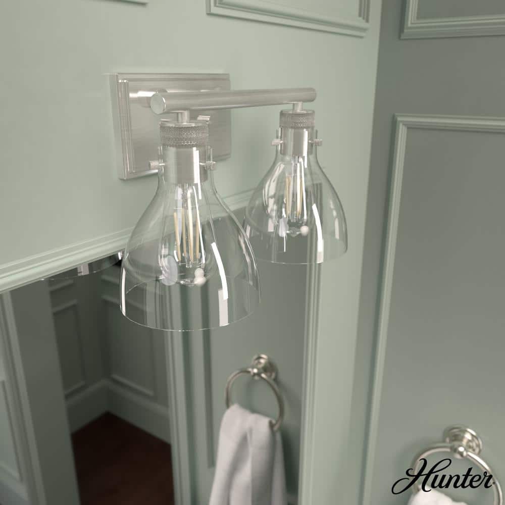Brushed Nickel Dual Glass Shade Outdoor Vanity Light