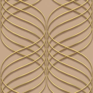 Falkirk Ophia Trellis Gold, Brown Vinyl Peelable Roll (Covers 57 sq. ft.)