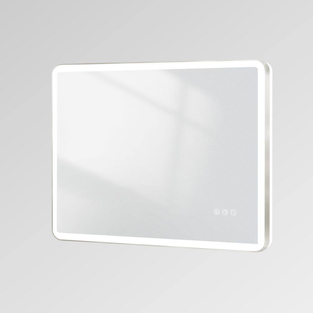 48 in. W x 36 in. H Angle Rounded Framed Super Bright LED Wall Mounted Bathroom Vanity Mirror in Brushed Nickel price history on PriceWatchPro