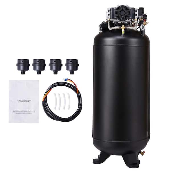 80 Gal. Compressor 6.5HP 15.5SCFM 90 PSI Dual-Stage 145 PSI Oil-Free 86 dB Quiet Operation Ideal for Manufacturing