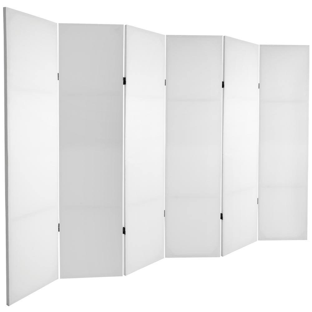 White Canvas 6-Panel Folding Room Divider