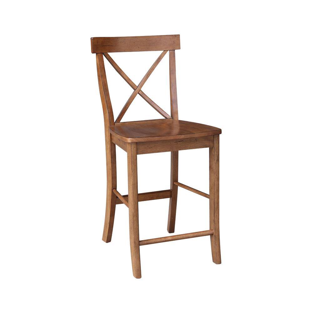 Distressed Oak Solid Wood 50" Round Extension Dining Table Set with 4 Chairs