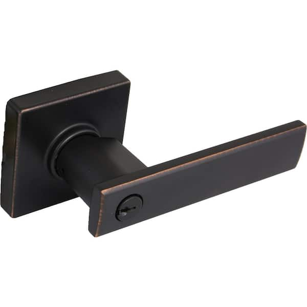 Defiant Westwood Aged Bronze Keyed Entry Door Lever With Square Rose