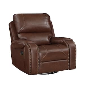 Logansport Brown Faux Leather Swivel Glider Recliner