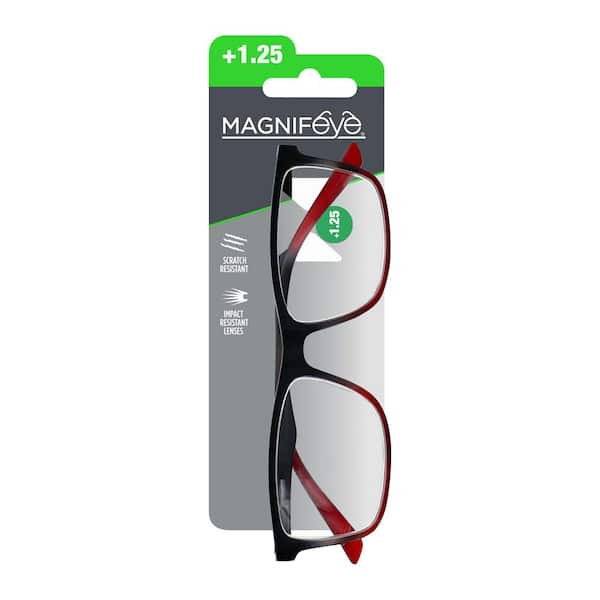 めねが Magnifeye Red Square Ombre 1.25 Reading Glasses 85845-08 - The