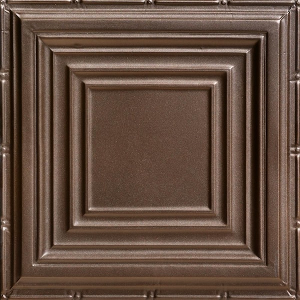 FROM PLAIN TO BEAUTIFUL IN HOURS Raised Panel Bronze 2 ft. x 2 ft. Decorative Lay-in Tin Ceiling Tile (48 sq. ft./Case)