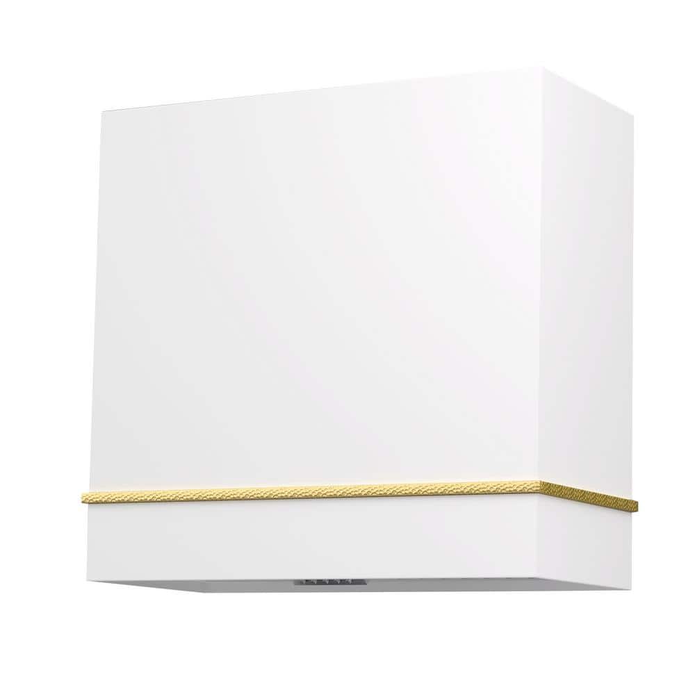 30 in. Stainless Steel Range Hood with Powerful Vent Motor, 600 CFM, 3-Speed, Wall Mount, in White with Gold