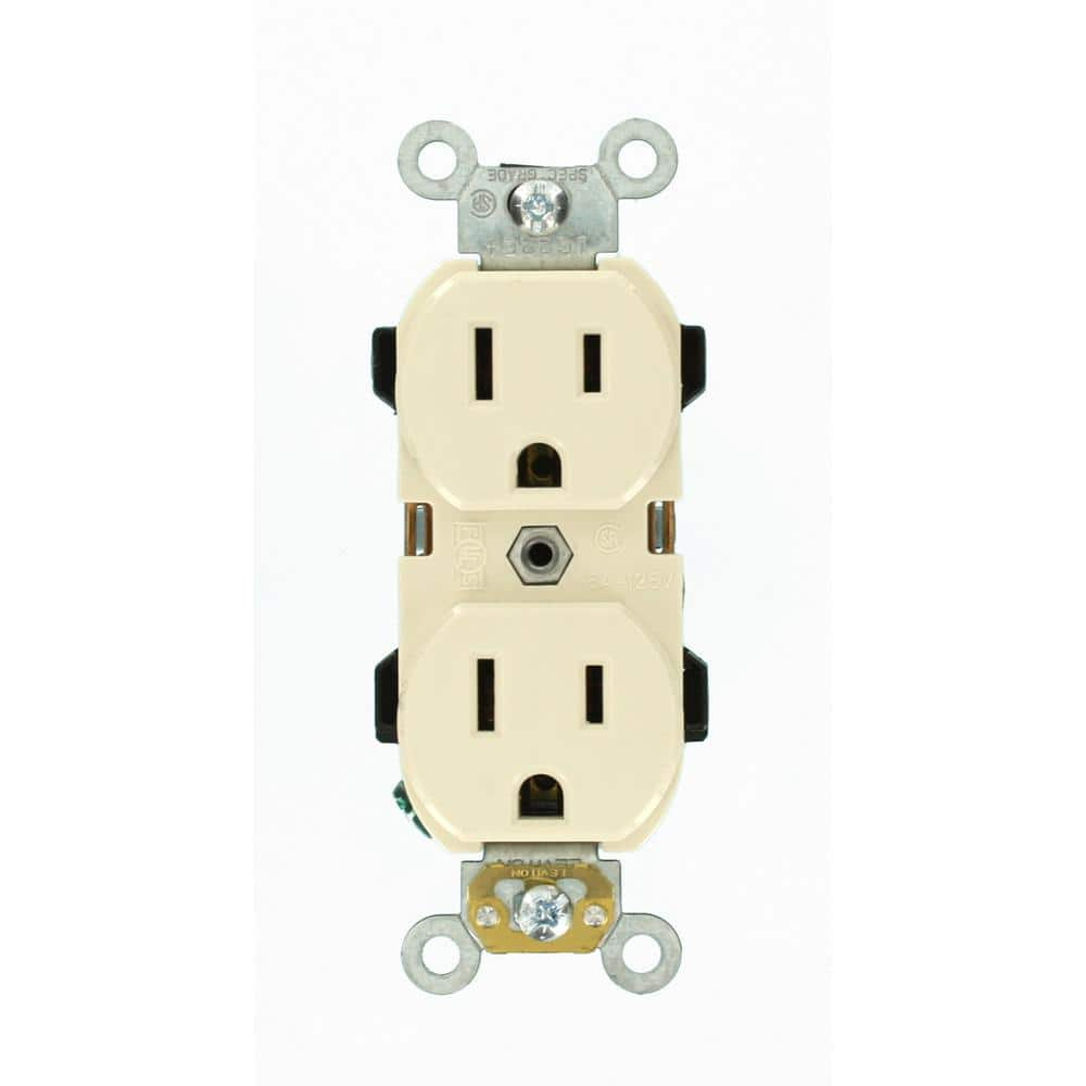 UPC 078477466841 product image for 15 Amp 125 V Industrial Grade Duplex Outlet/Receptacle, Light Almond (1-Pack) 05 | upcitemdb.com