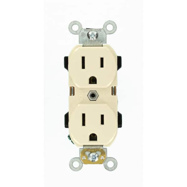 15 Amp 125 V Industrial Grade Duplex Outlet/Receptacle, Light Almond (1-Pack) 5252-TS