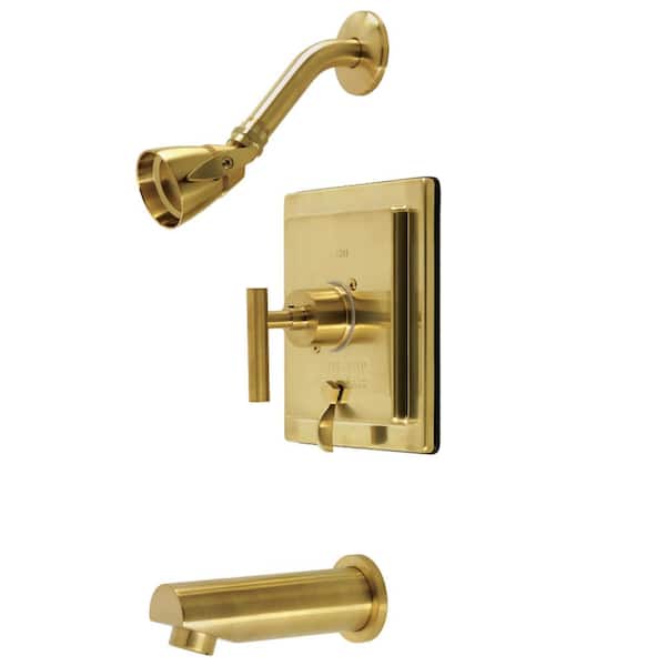 Kingston Brass Manhattan Single Handle 1-Spray Tub and Shower Faucet 1.8 GPM with Pressure Balance in Brushed Brass
