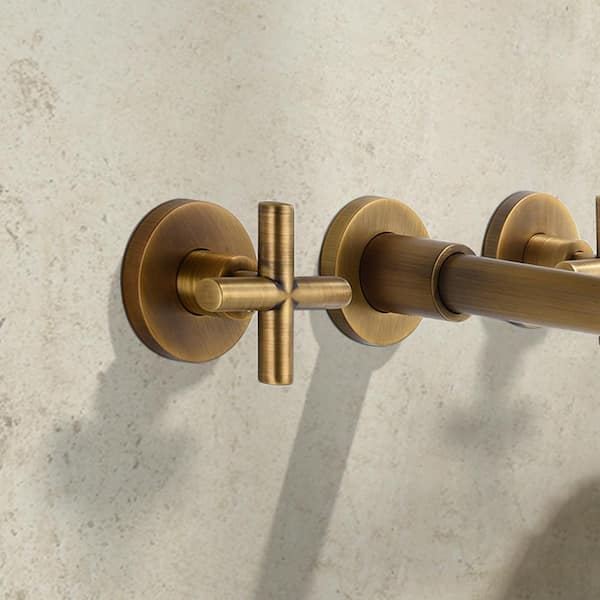 Bathroom Faucet Wall Mount With Spout Snake Form, Antique Pure Brass Faucet  for Bathroom Sink With Different Styles Handles 