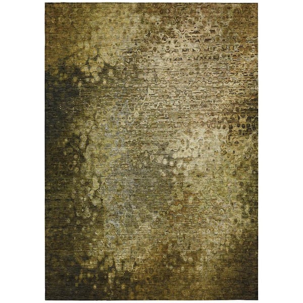 Brown 3 ft. x 5 ft. Woven Border Rectangle Indoor/Outdoor Area Rug