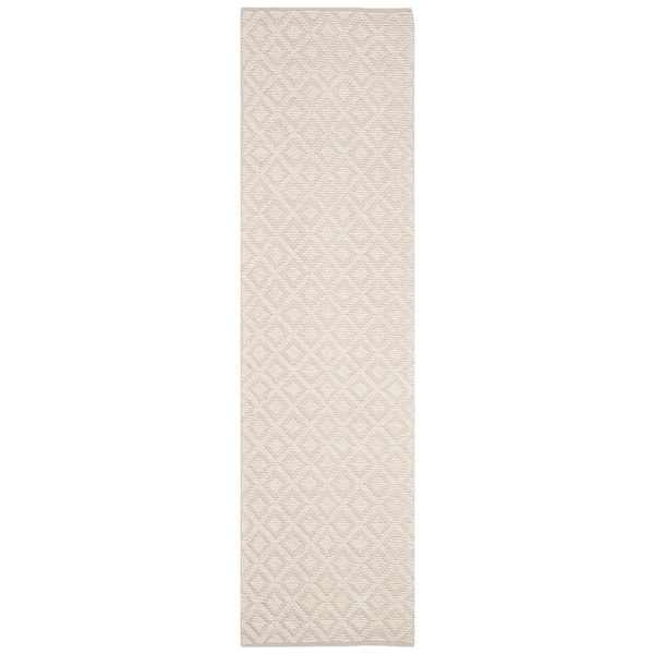 Vermont 2 ft. x 20 ft. Ivory Diamond Monochrome Runner Rug