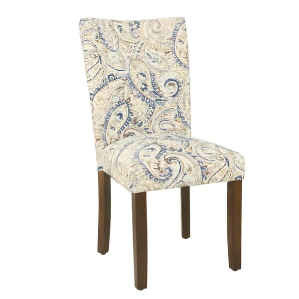Jax Blue, Cream and Walnut Brown Velvet Dining Chair (Set of 2)