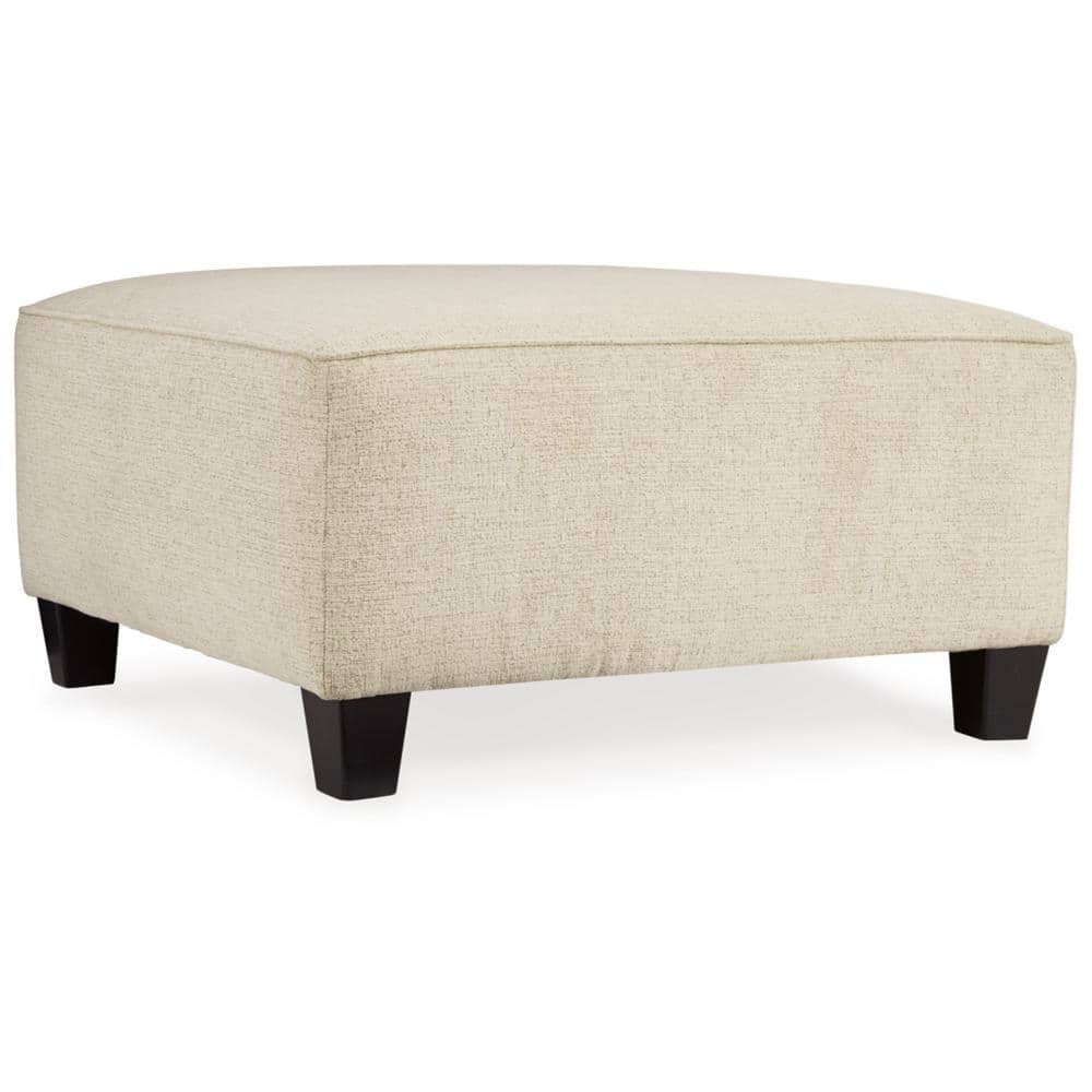 Contemporary Beige Chenille Oversized Footstool 39"x39"
